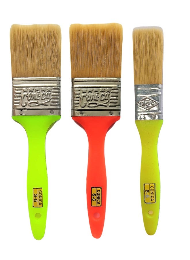 Conica Brush - Smart Set of Regular Flat Paint Brush for All General Purpose, 2 inch+ 2 inch+ 1 inch Home Wall Paint Brushes - Image 1